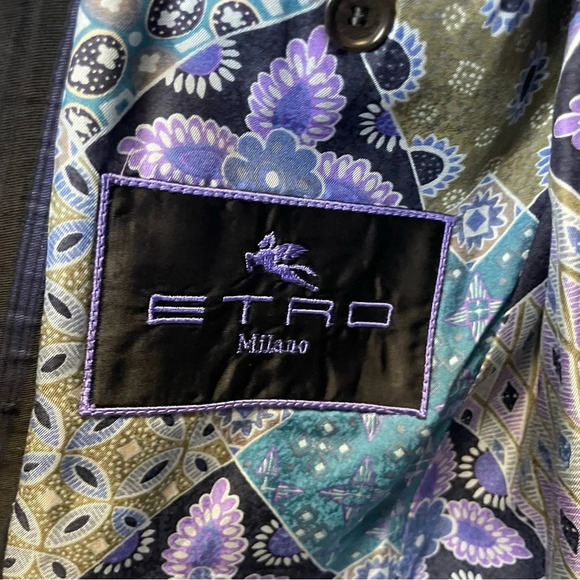 Etro Milano Purple Stripe Tessuto One Button Blazer Suit Jacket - Picture 8 of 9